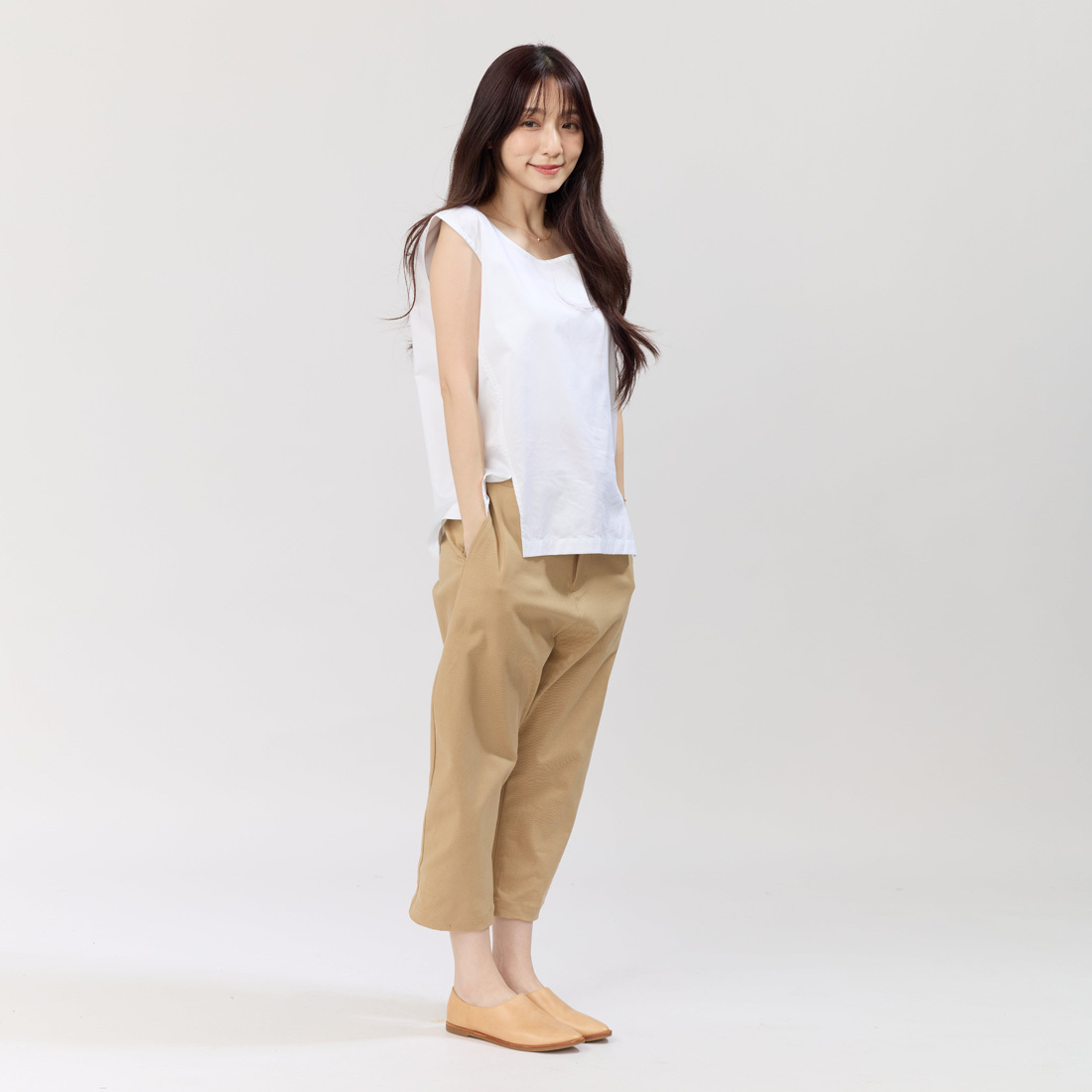 Caesar水洗棉質彈性老爺褲/駝