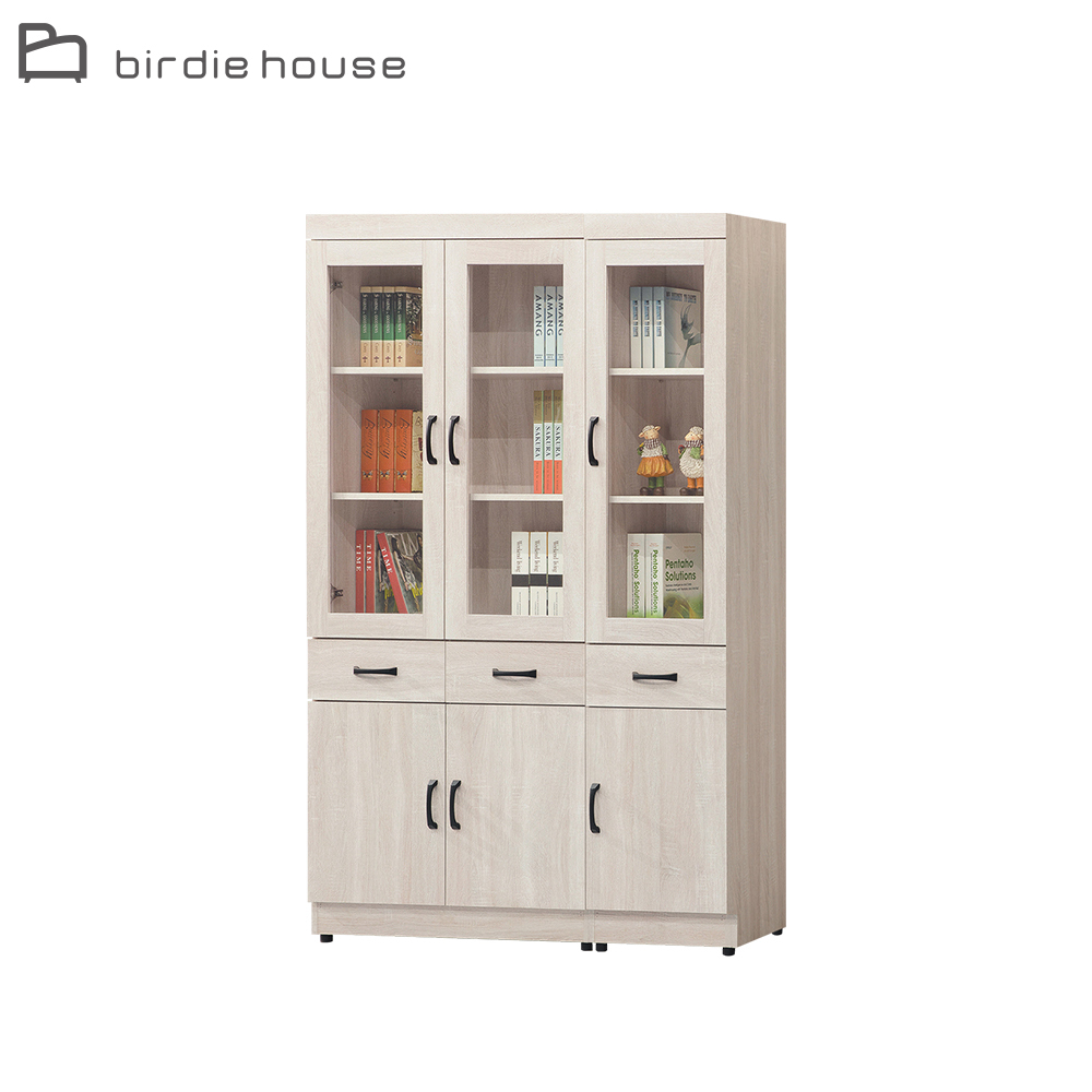 柏蒂家居-約爾4尺多功能收納書櫃/展示置物櫃組合(四門二抽+二門一抽)