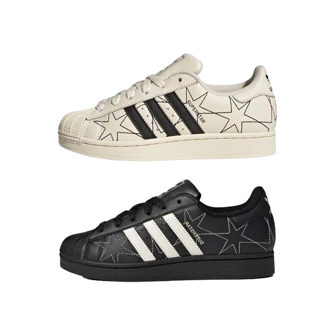 女鞋 ADIDAS SUPERSTAR II 黑 米白 星星 皮革 貝殼頭 運動 休閒鞋【IH4124/IH4123】