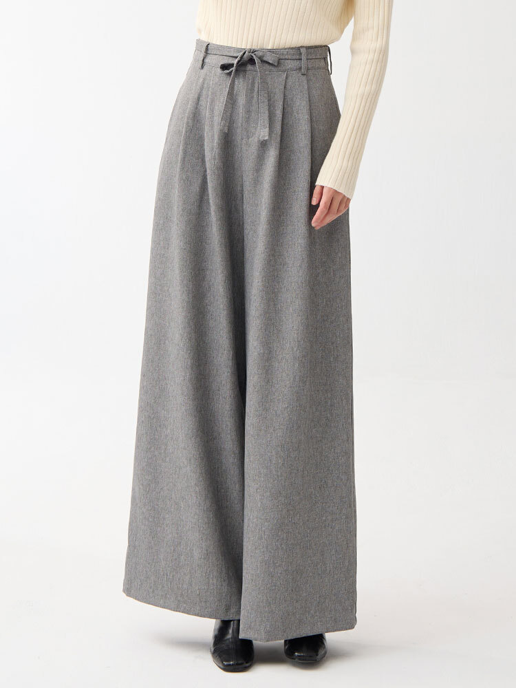 OH!HER 腰間繫帶打褶大寬褲