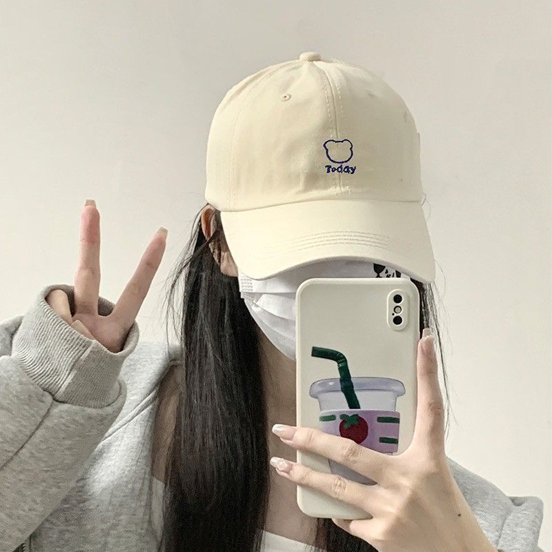 Korean-Style Retro Cute Bear Cartoon Embroidered Baseball Cap