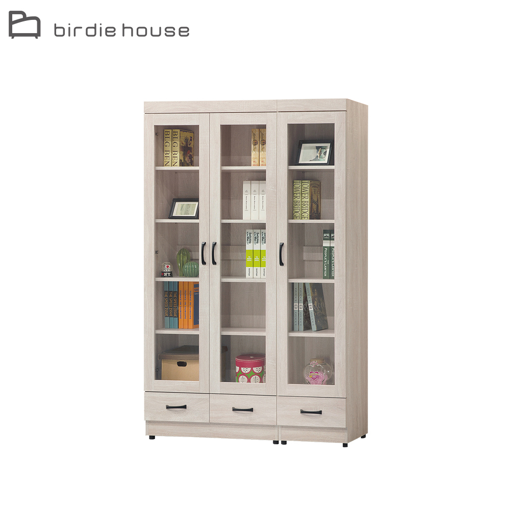 柏蒂家居-約爾4尺多功能收納書櫃/展示置物櫃組合(二門二抽+一門一抽)