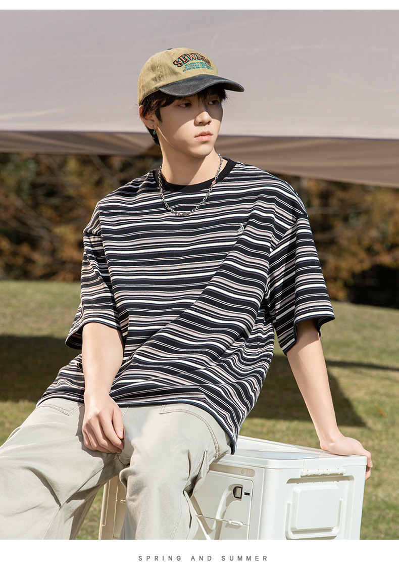 日系復古撞色條紋短袖 MT7170