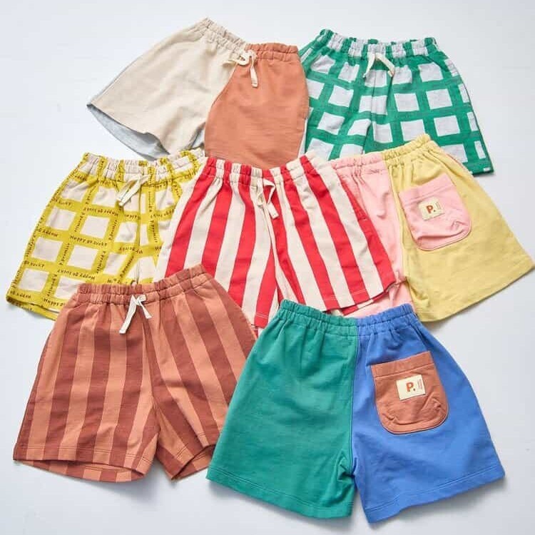日本 90-140 棉質印花休閒短褲 7色