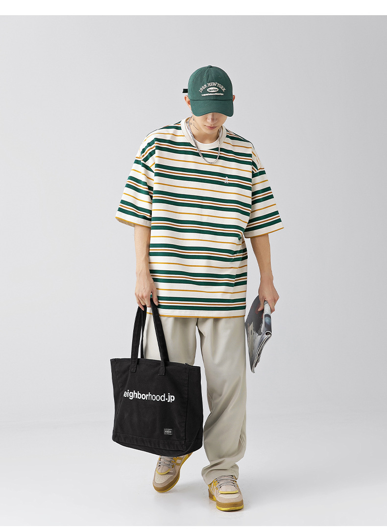 美式復古撞色條紋短袖 DZWK1724