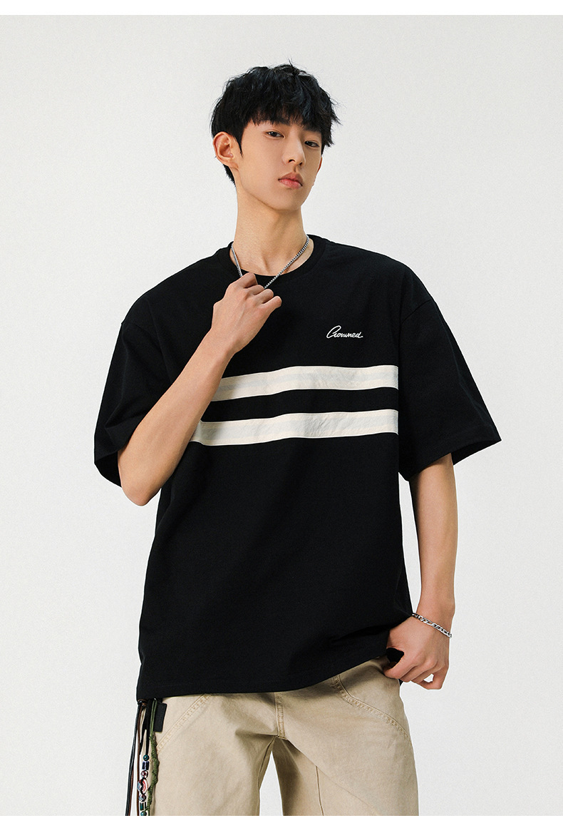 復古撞色抓皺條紋短袖 MT7162