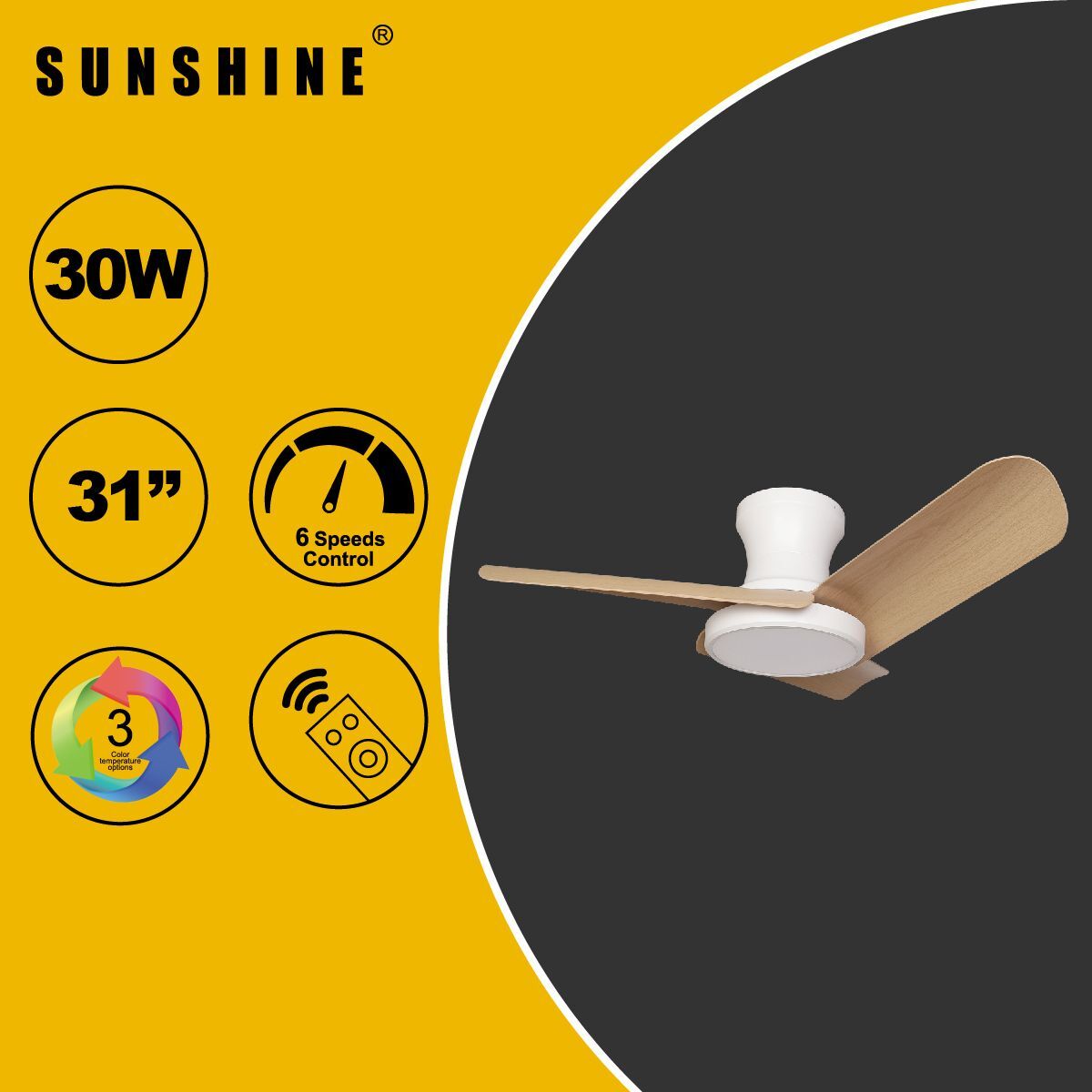 LED木紋質感風扇燈(可正轉逆轉) 3000-6500K CFFA-30W