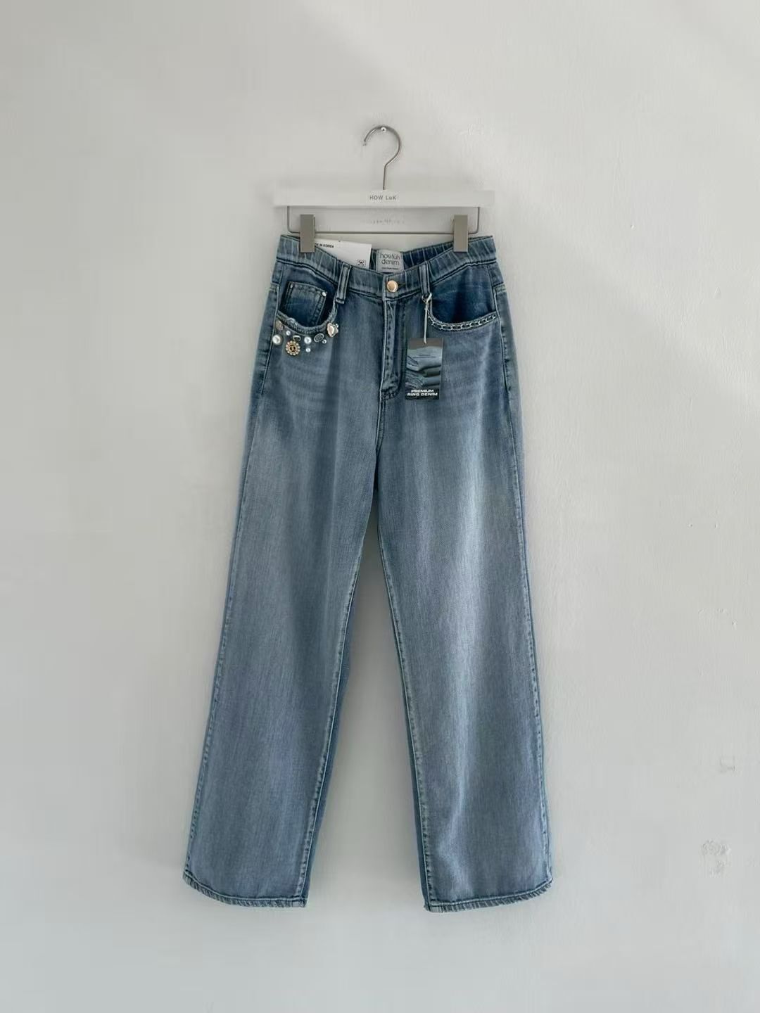 HL6805 特式配飾直腳洗水牛仔褲 *特價*