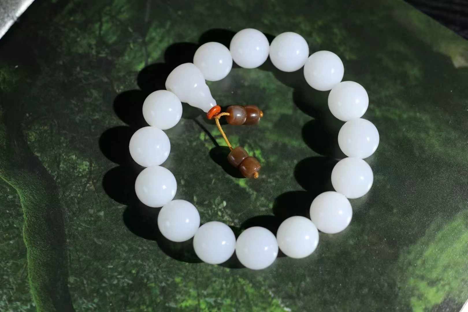 129719 和田玉羊脂白玉圓型珠手串 (14mm直徑)