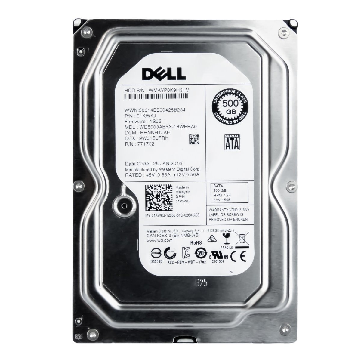 JN957 DELL 3.5" 500GB 7.2K SATA HDD (翻新)