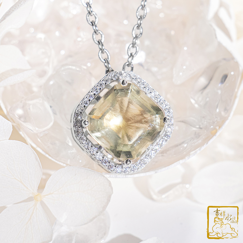 利比亞黃金隕石項鍊 3.6g 鑽切方塊墜