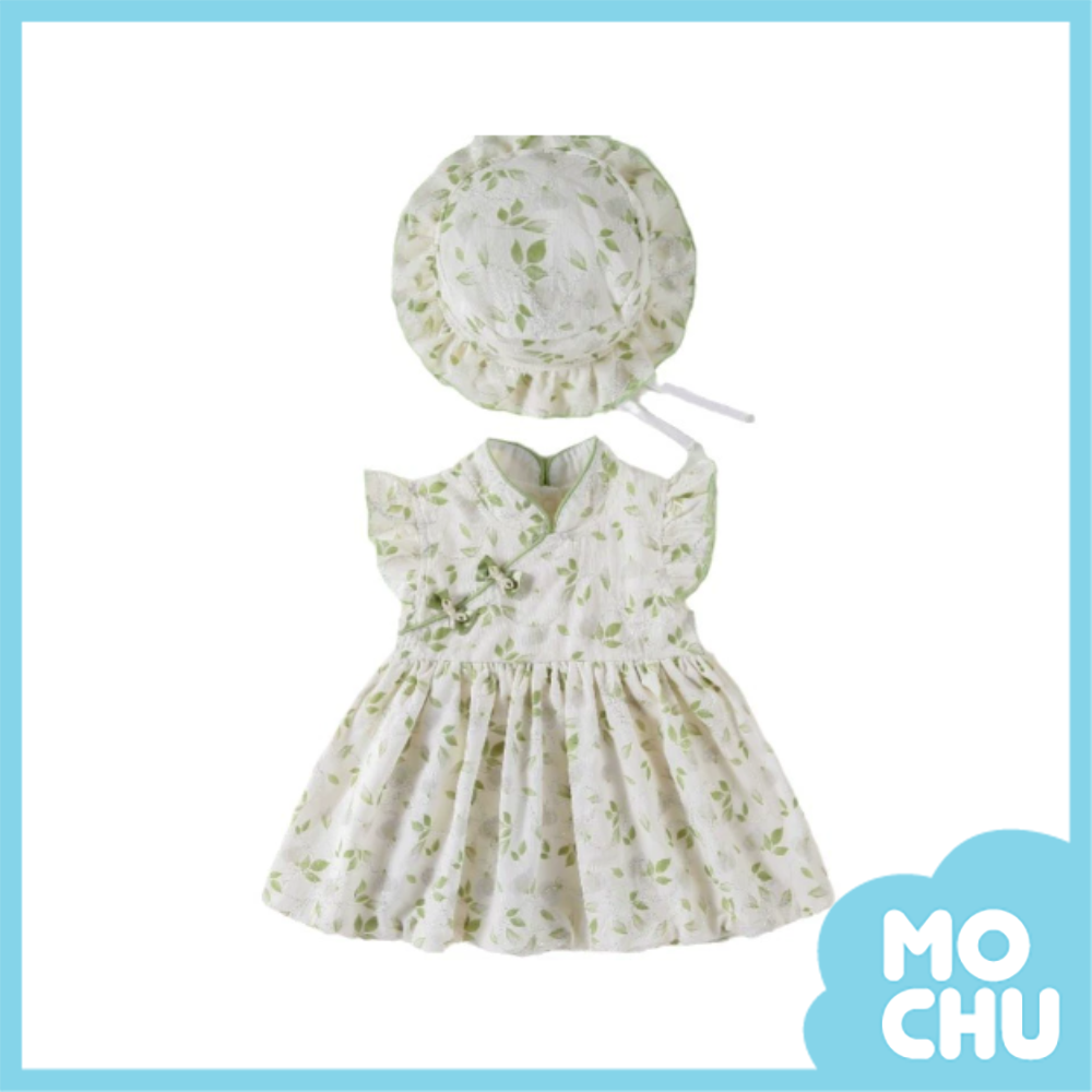 綠葉銀絲蝴蝶結連身裙