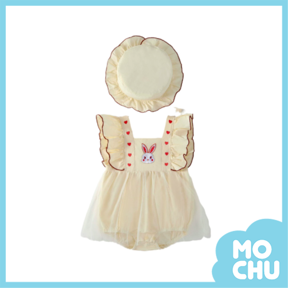 愛心長耳兔網紗包屁衣