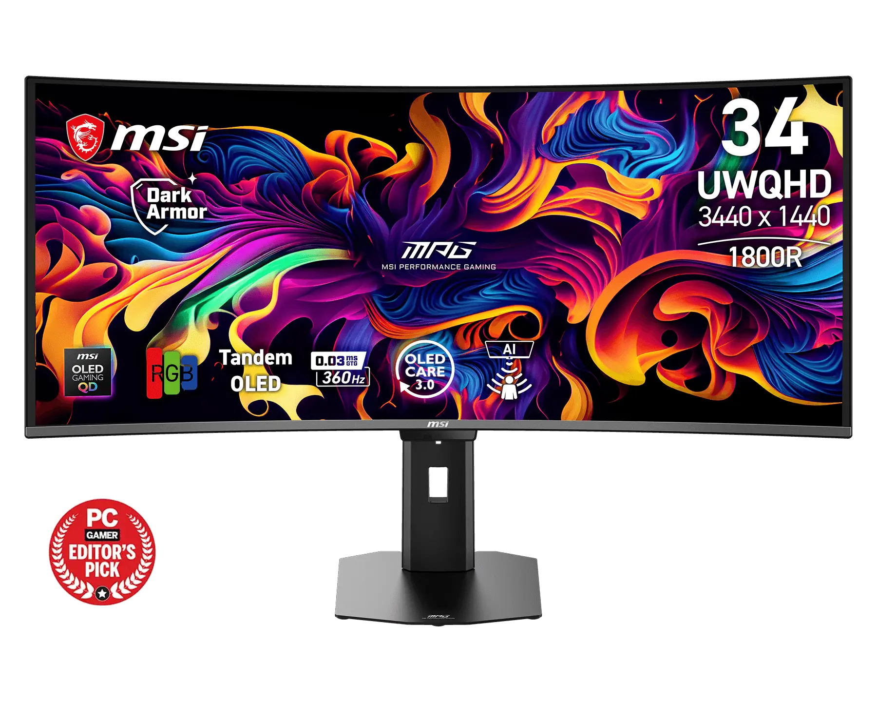 MSI 微星MPG 341CQR QD-OLED X36 34吋2K 曲面電競顯示器電腦螢幕