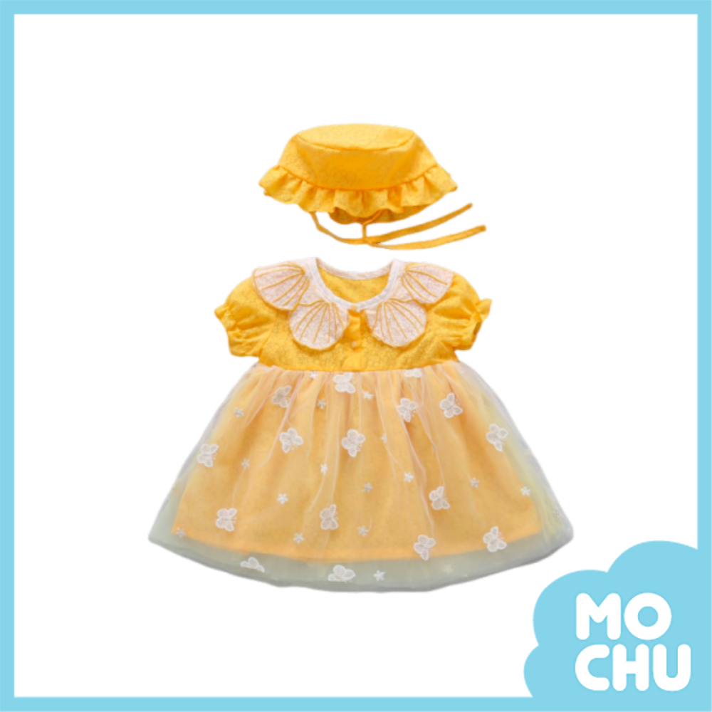 貝殼領蝴蝶網紗連身裙(二色)