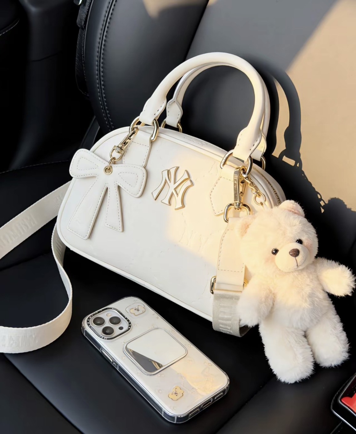 MLB 2026春款 鑽石老花壓紋 斜挎手提包