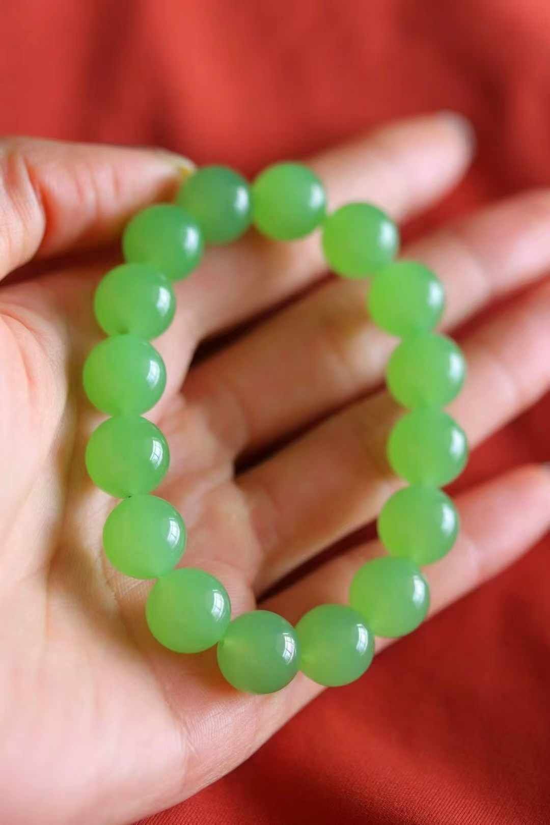129726 和田玉翠青手串 (12mm直徑)
