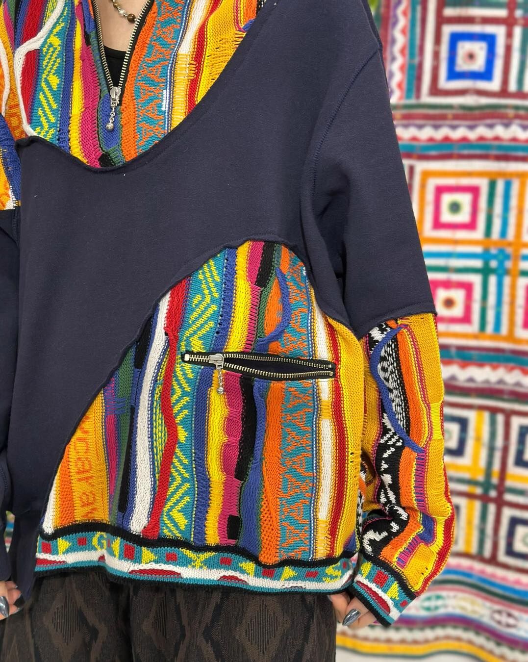 Go slow caravan - 350256 - 提花針織拼接衛衣套頭衫 (1224)