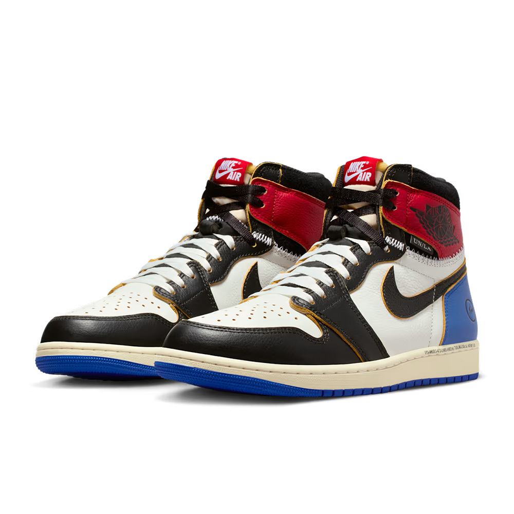 Fragment x Union x Air Jordan 1 High OG 三方聯名 黑白紅藍 皮革 拼接 街頭 男鞋 IO7847-002