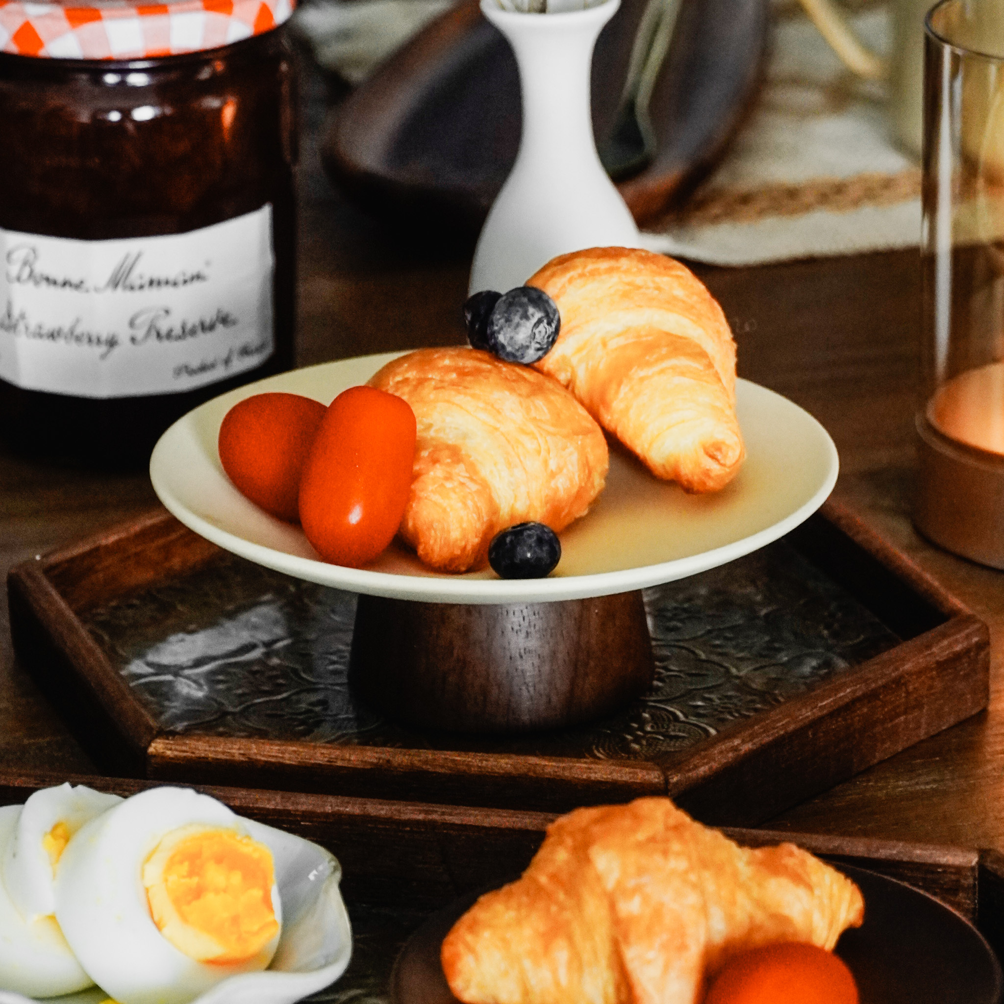 陶土高腳相思木點心盤