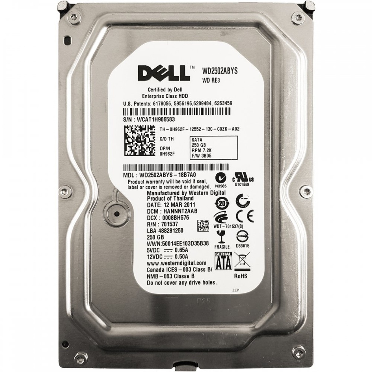 H962F DELL 3.5" 250GB 7.2K SATA HDD (翻新)