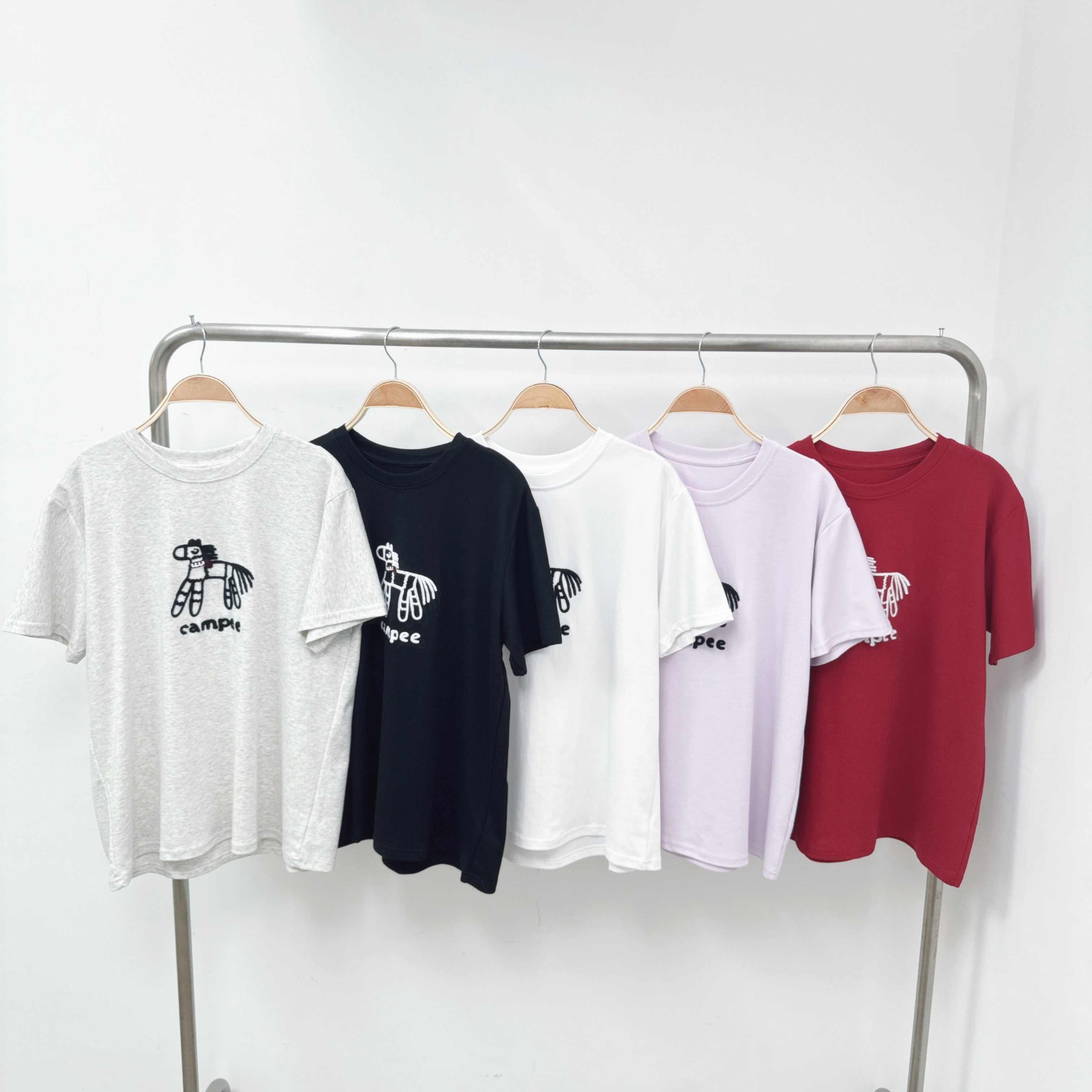 【預訂】刺繡小馬圖案棉TEE (F54-F58)