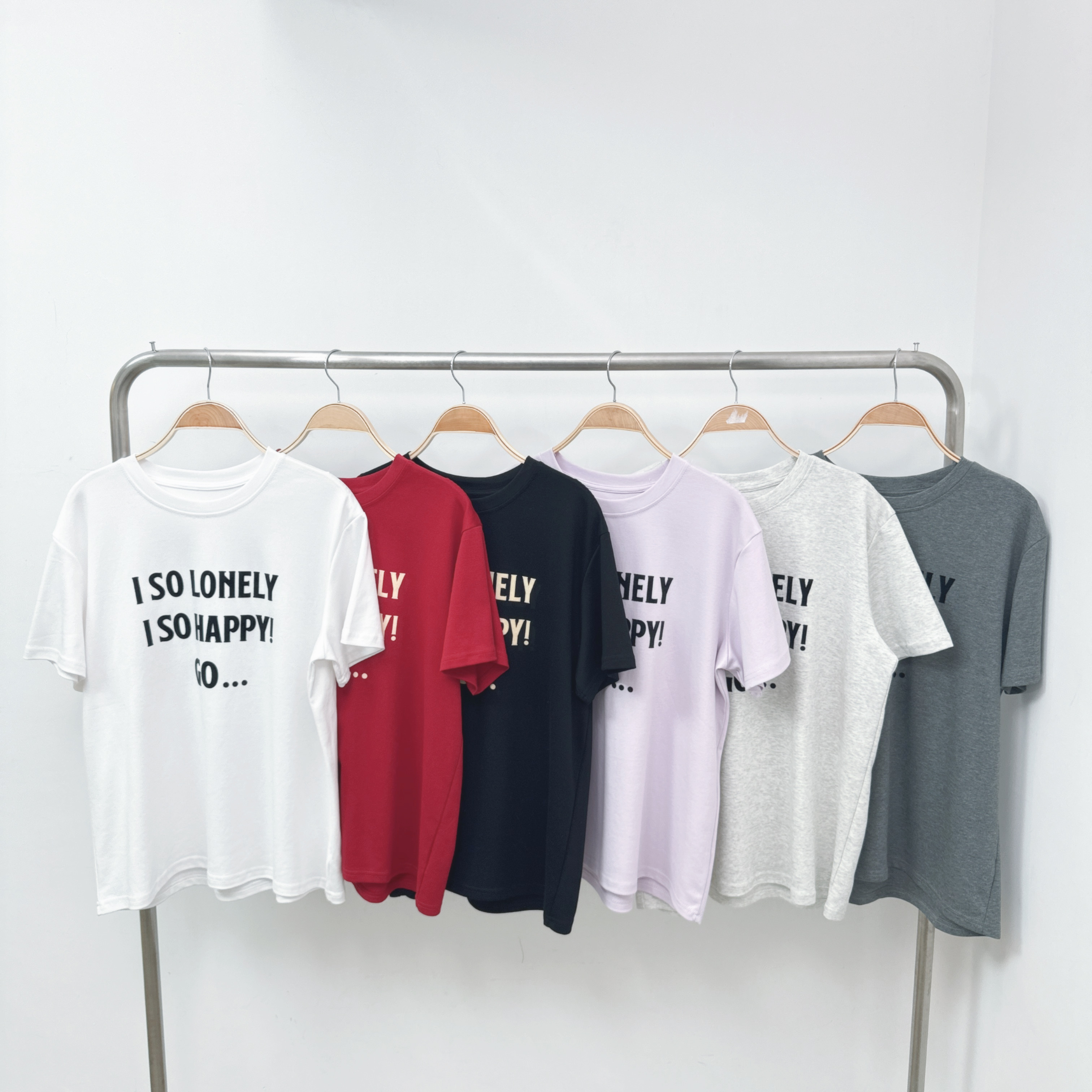 【預訂】絨面簡約字母棉TEE (F43-F48)