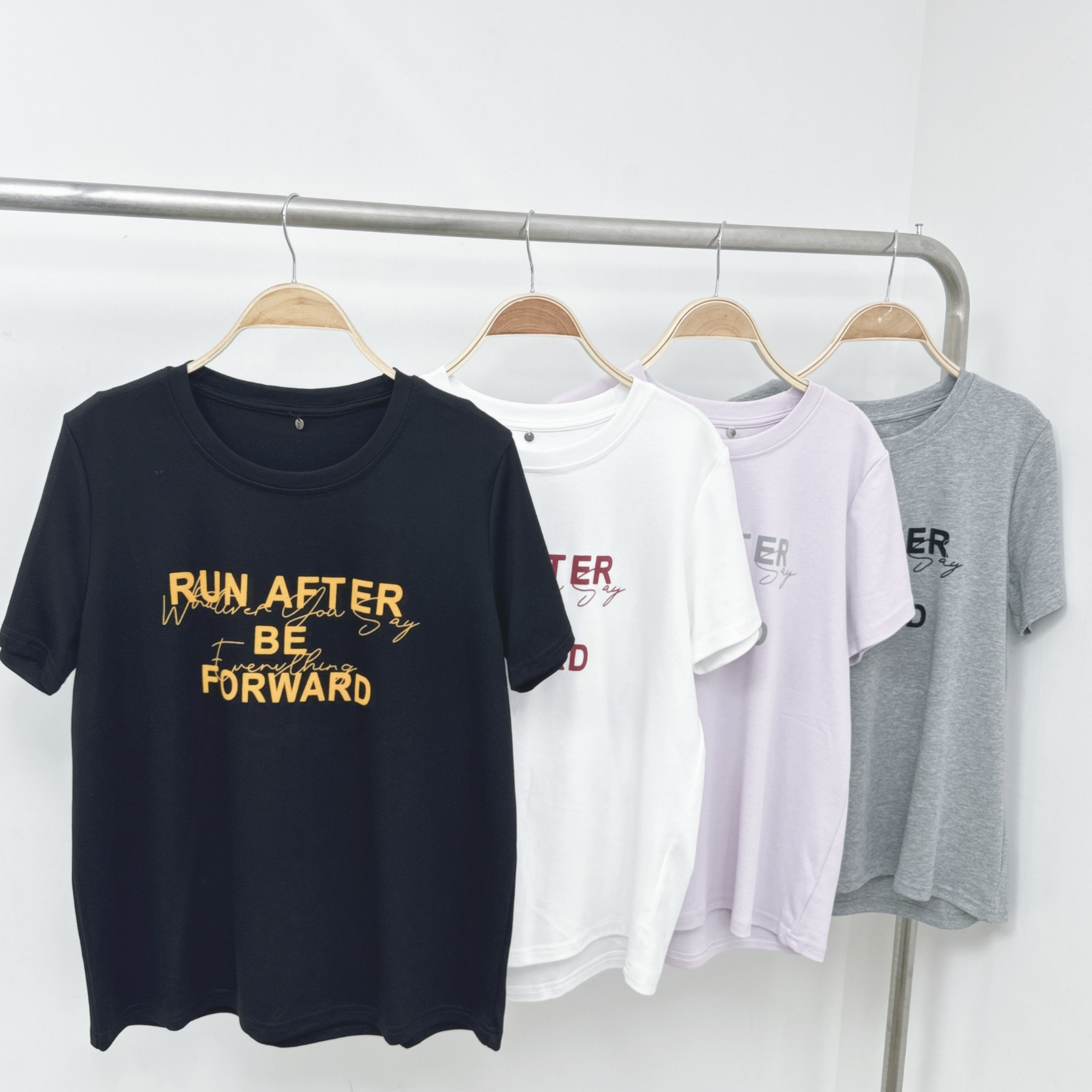 【預訂】絨面潦草雙重印字棉TEE (F37-F42)