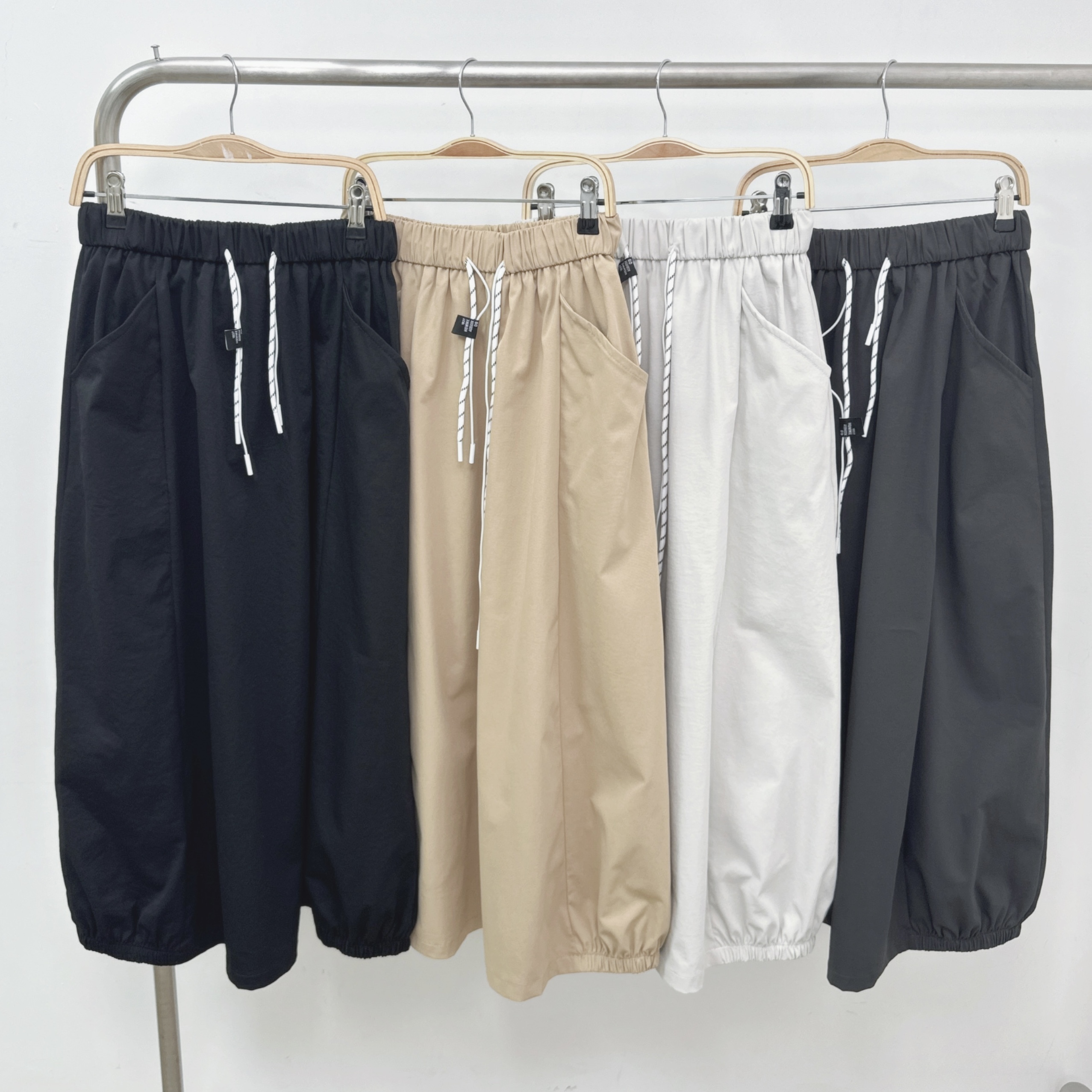 【預訂】側小橡筋束腳雙帶斜袋斜布裙 (F16-F19)