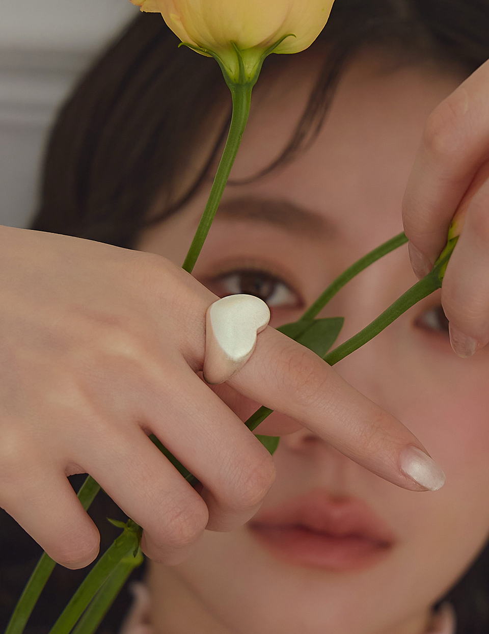 磨砂胖胖愛心戒指