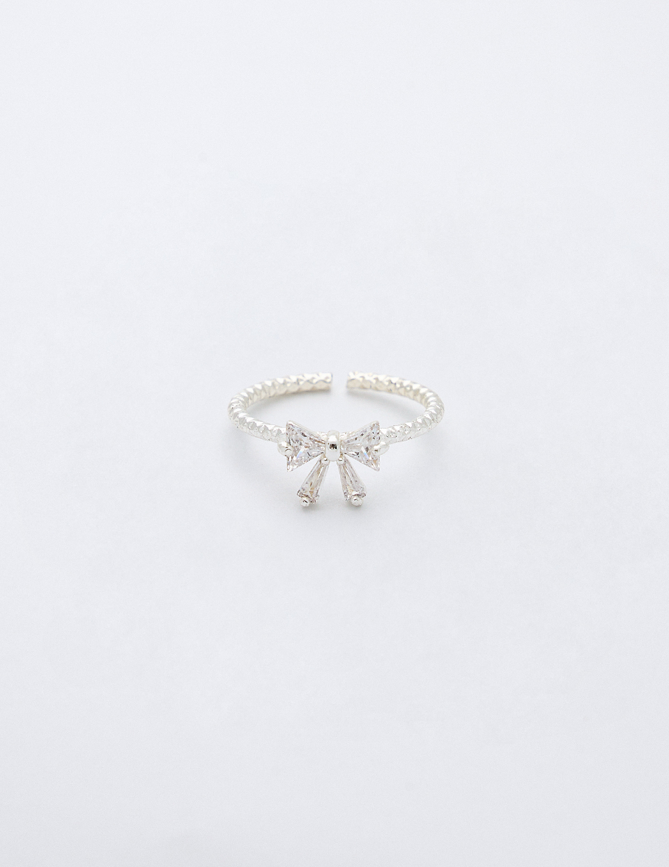 鋯石蝴蝶結可調式戒指