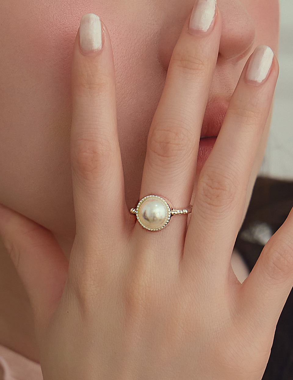 復古珍珠可調式戒指