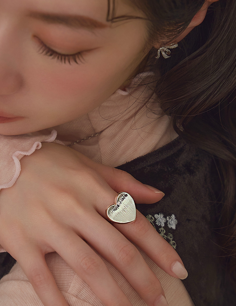 銀色愛心可調式戒指