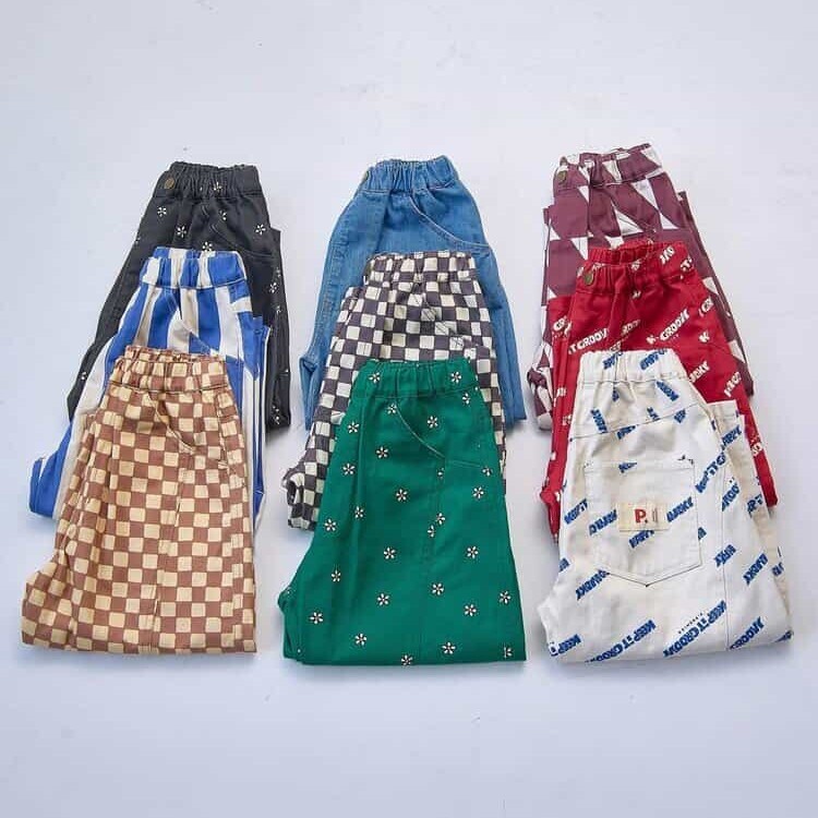 日本 90-140 滿版印花斜紋褲 9色