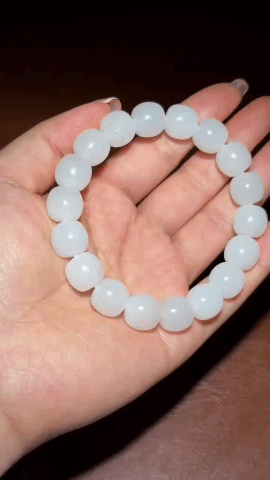 12979 和田玉戈壁籽料羊脂白玉手串 (12mm直徑)
