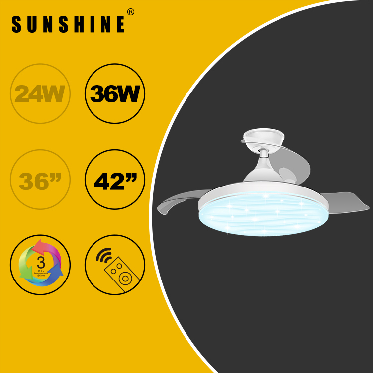 [CFCN] LED伸縮扇葉風扇燈 36吋24W / 42吋36W 三色溫3000K-4000K-6500K (不可調光暗) CFCN-24W/36W