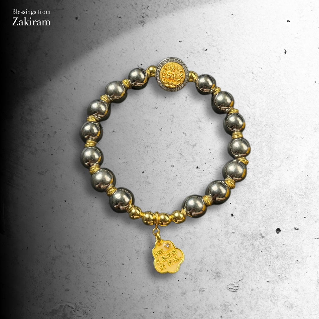 靈赫宮 黑財神 偏財超招財 瓷珠手串（銀）