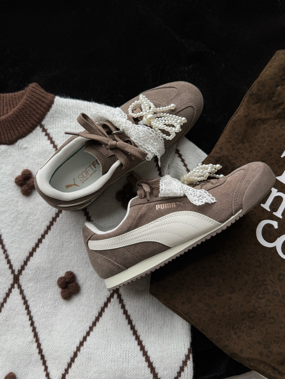 PUMA TURINO SD 奶油灰咖 麂皮 薄底鞋