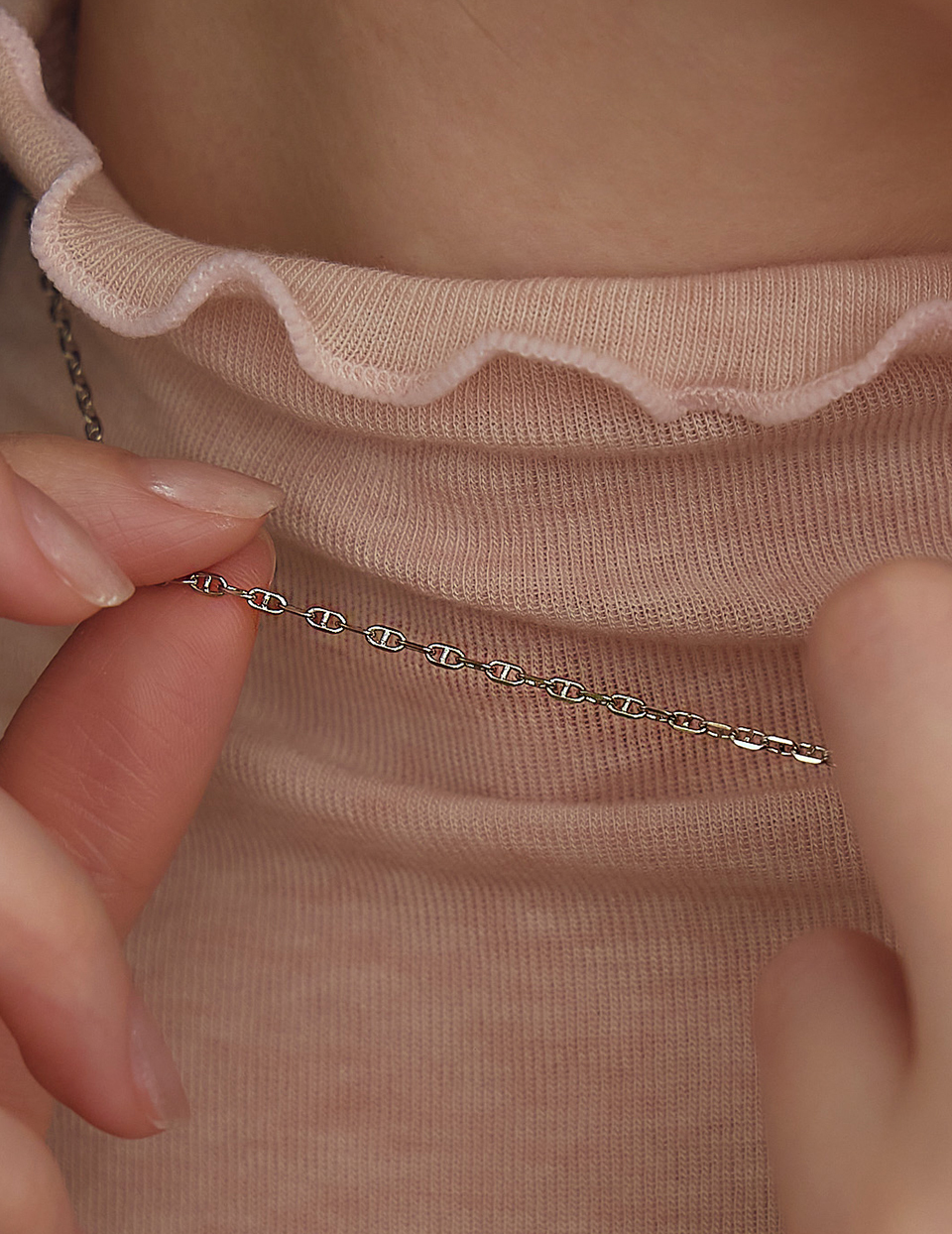 【鈦鋼】經典小豬鼻鎖骨鍊(銀)