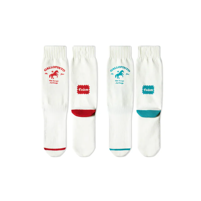 Faam Gallop Crew Socks 馬匹圖案針織高筒襪 2色