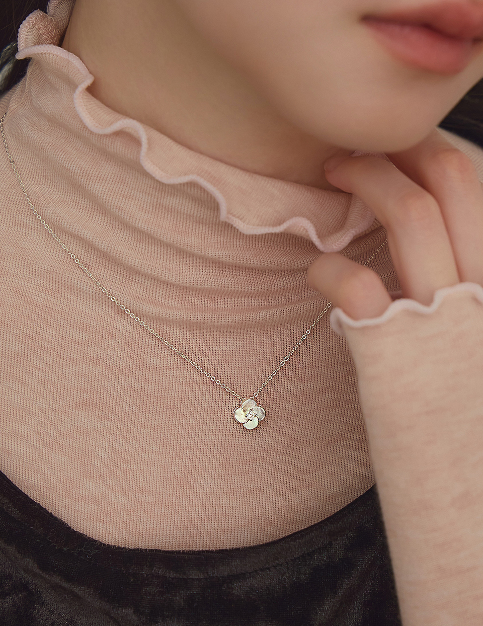 微光鋯石小花項鍊(銀)