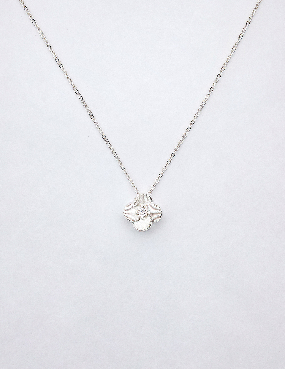 微光鋯石小花項鍊(銀)