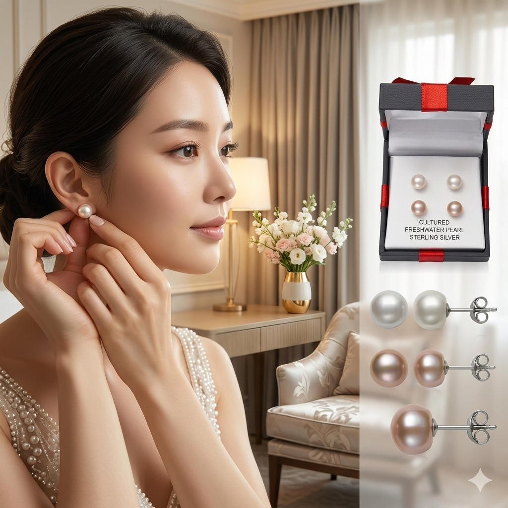 【現貨】Sterling Silver A20900 1套2對純銀珍珠耳環