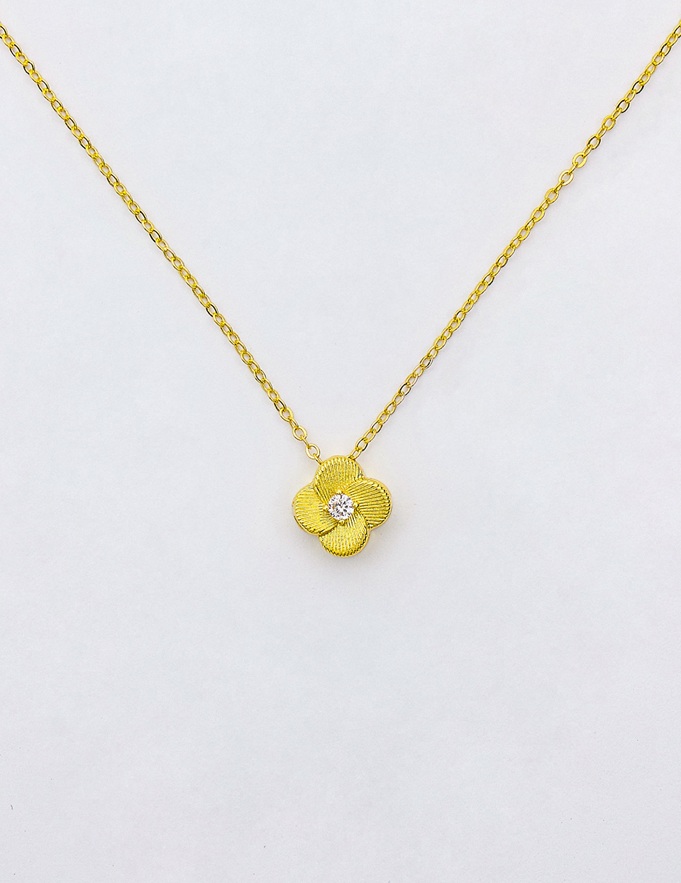 微光鋯石小花項鍊(金)