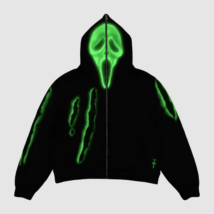 Travis Scott X DON TOLIVER X SCREAM X CJ FULL ZIP SLASHER HOODIE 驚聲尖叫 夜光 面具 破裂 三方聯名 限定款