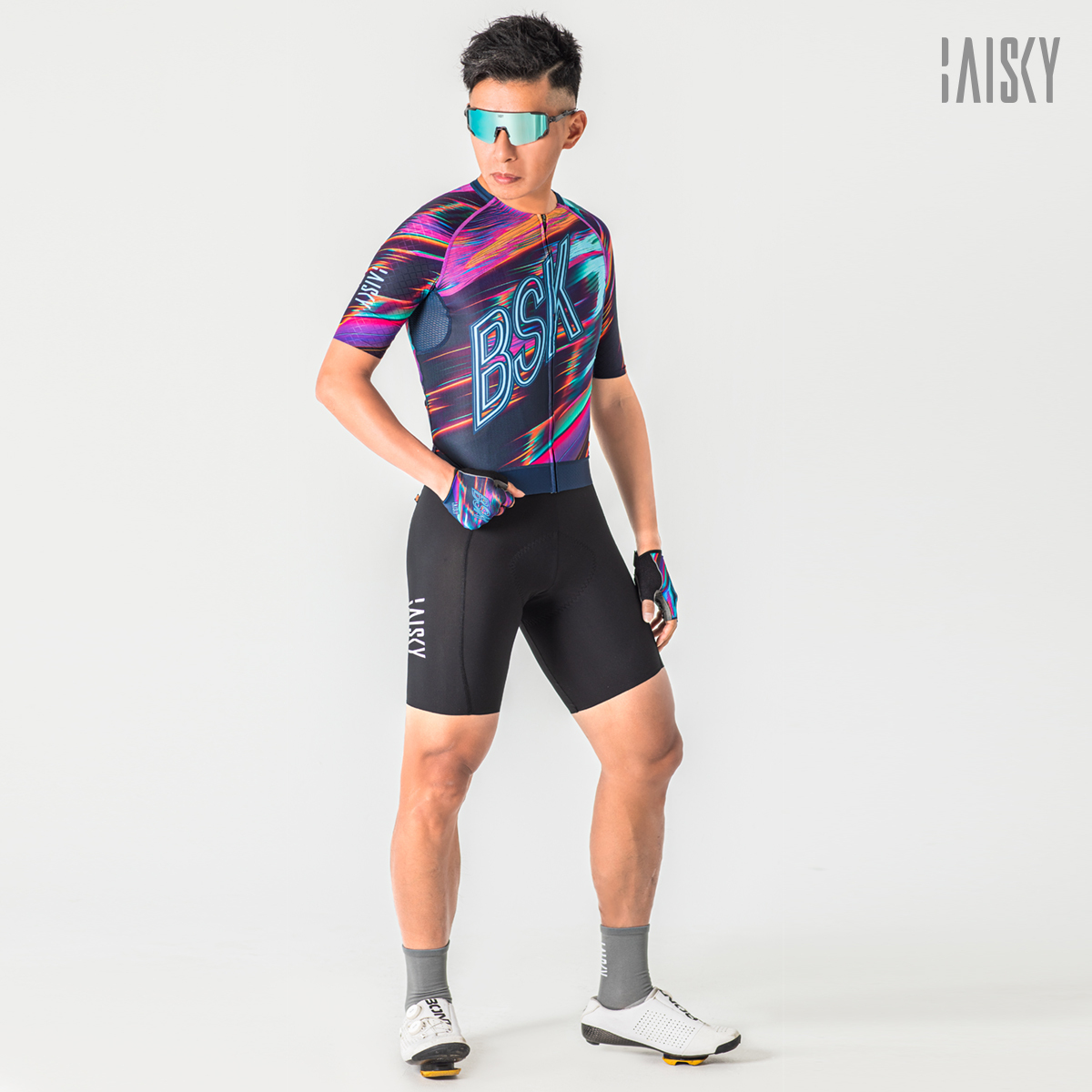 男款空力短車衣 霓光 紫