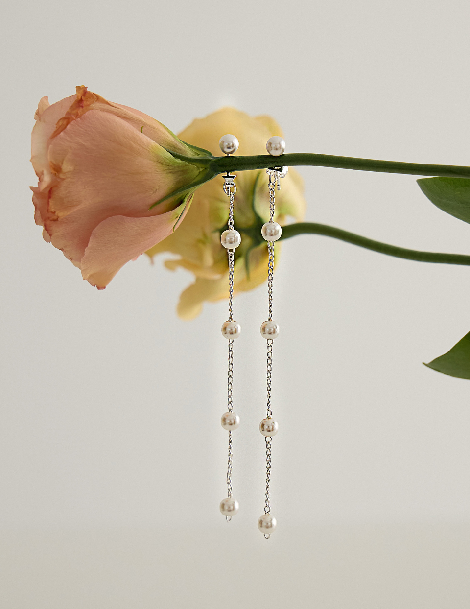 吊墜珍珠兩戴式。針式耳環(銀)