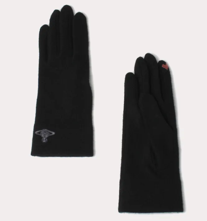 [現貨]Vivienne Westwood ORB 刺繡基本款手套 深藍