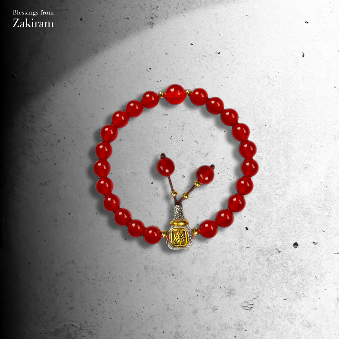扎基拉姆 紅瑪瑙 心咒手串