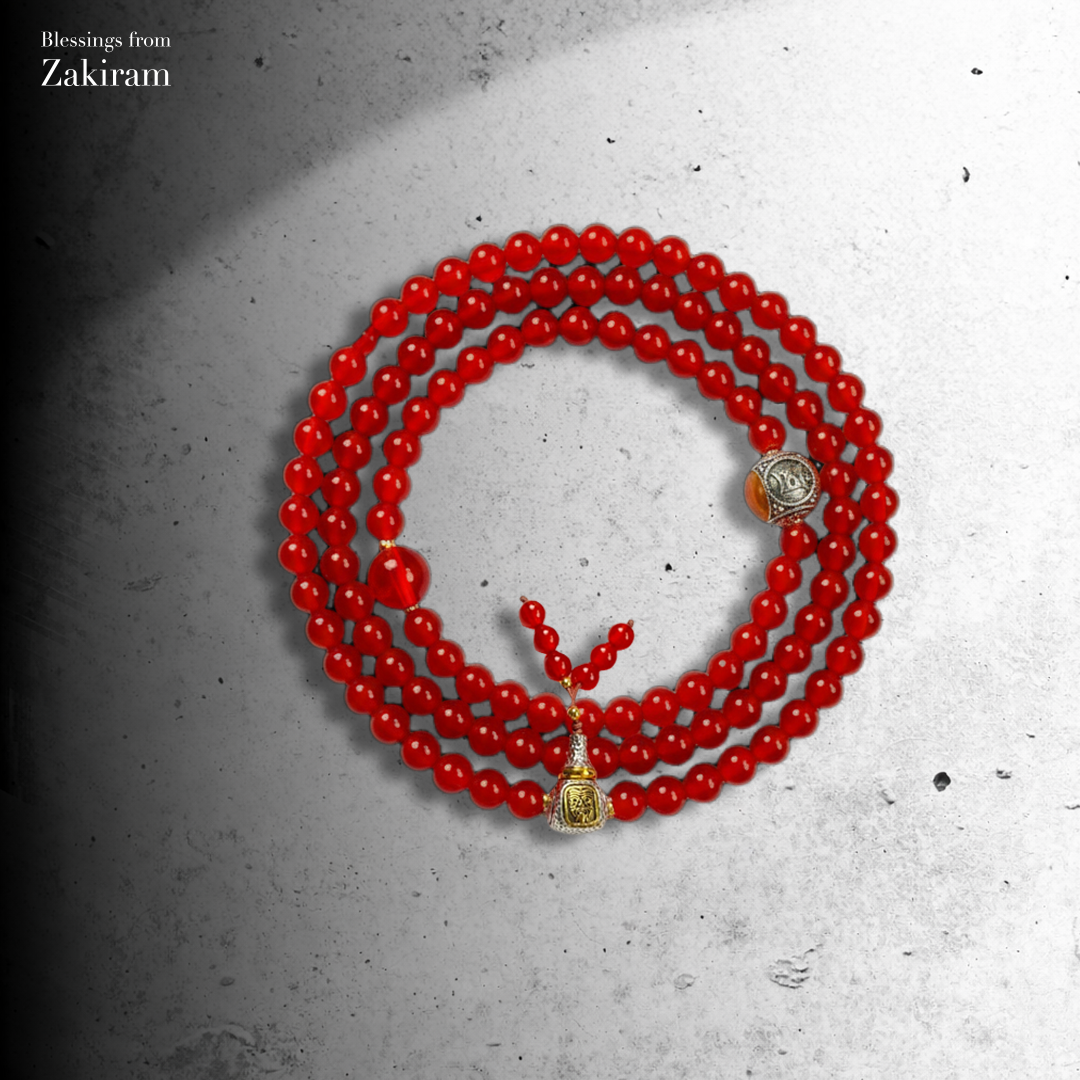 扎基拉姆 紅瑪瑙 心咒 雙圈手串